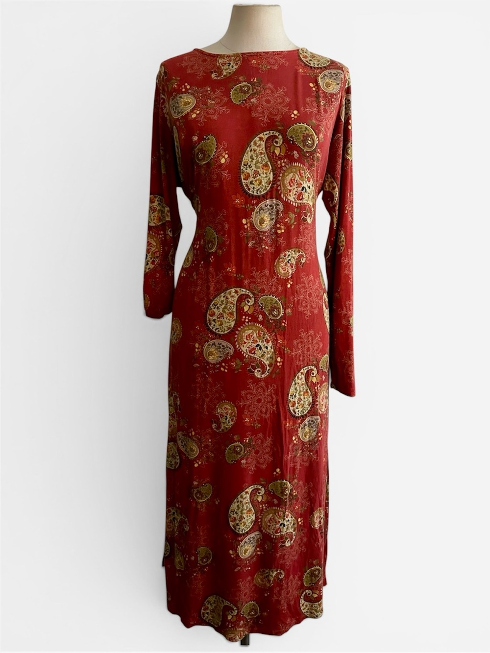 Johnny Was Paisley Lace Janie Favorite Long Sleeve Tie Front Knit Midi Dress M